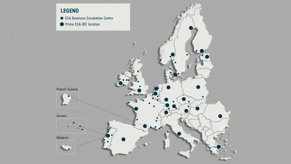 ESA Business Incubation Centres Map