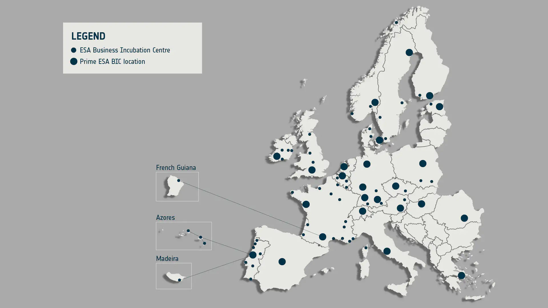 ESA Business Incubation Centres Map